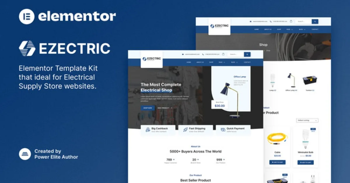 Ezectric – Electrical Supply Store Elementor Template Kit