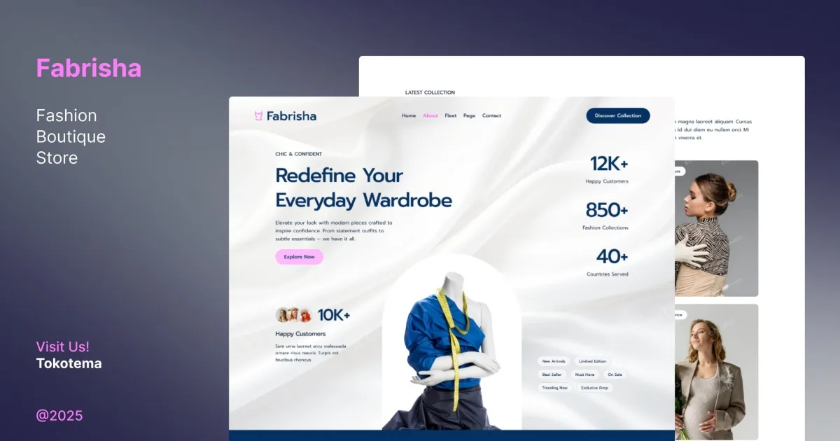 Fabrisha – Fashion Boutique Store Website Elementor Template Kit