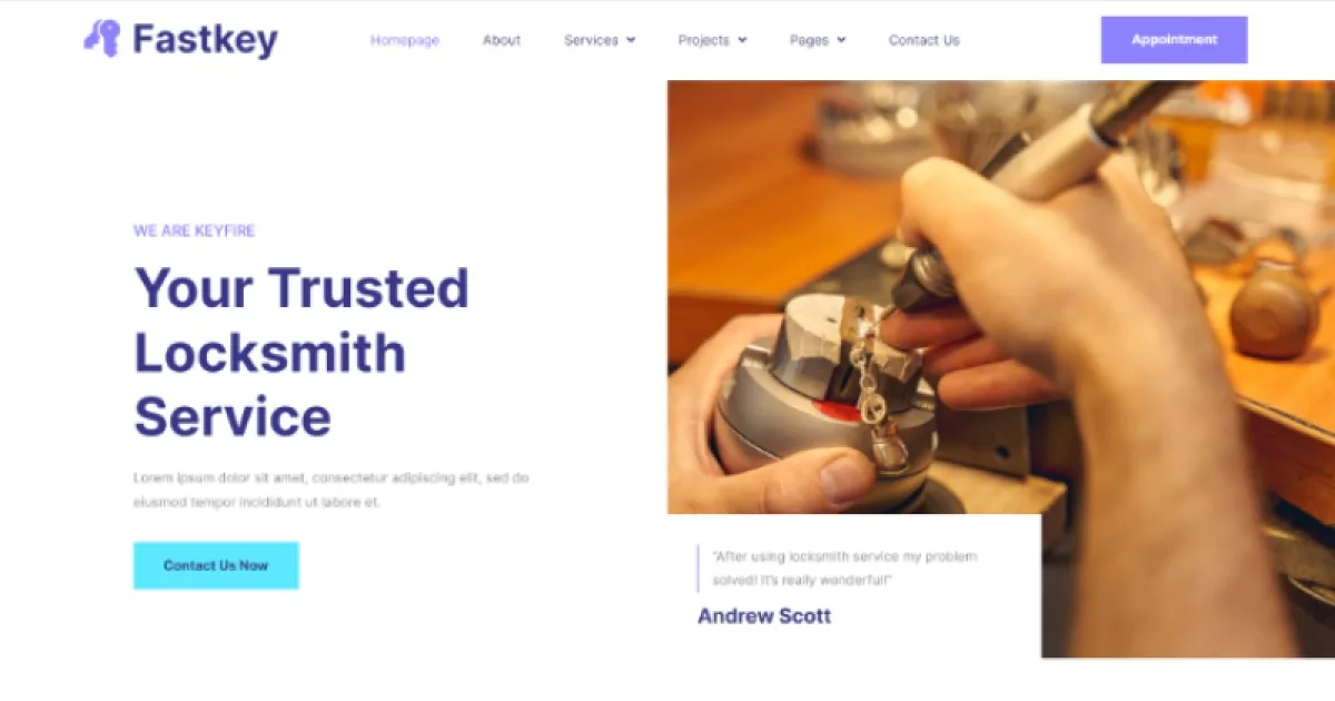 Fastkey | Locksmith and Key Maker Service Elementor Template Kit