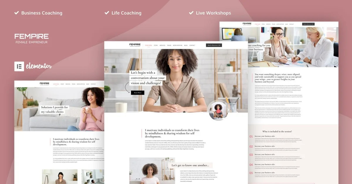 Fempire – Business Coach Elementor Pro Template Kit