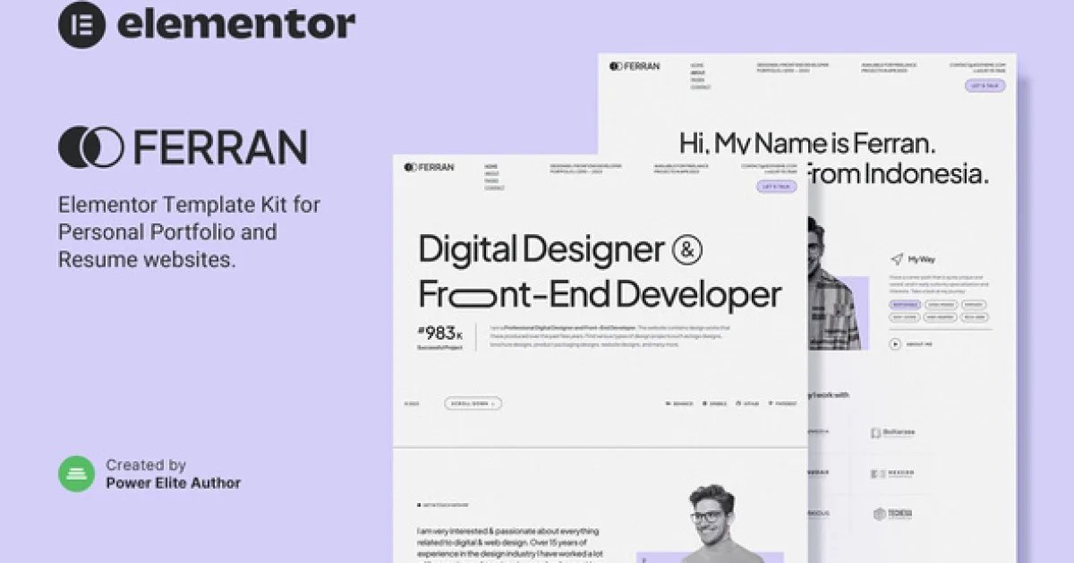 Ferran – Personal Portfolio & Resume Elementor Template Kit - Official Release Preview