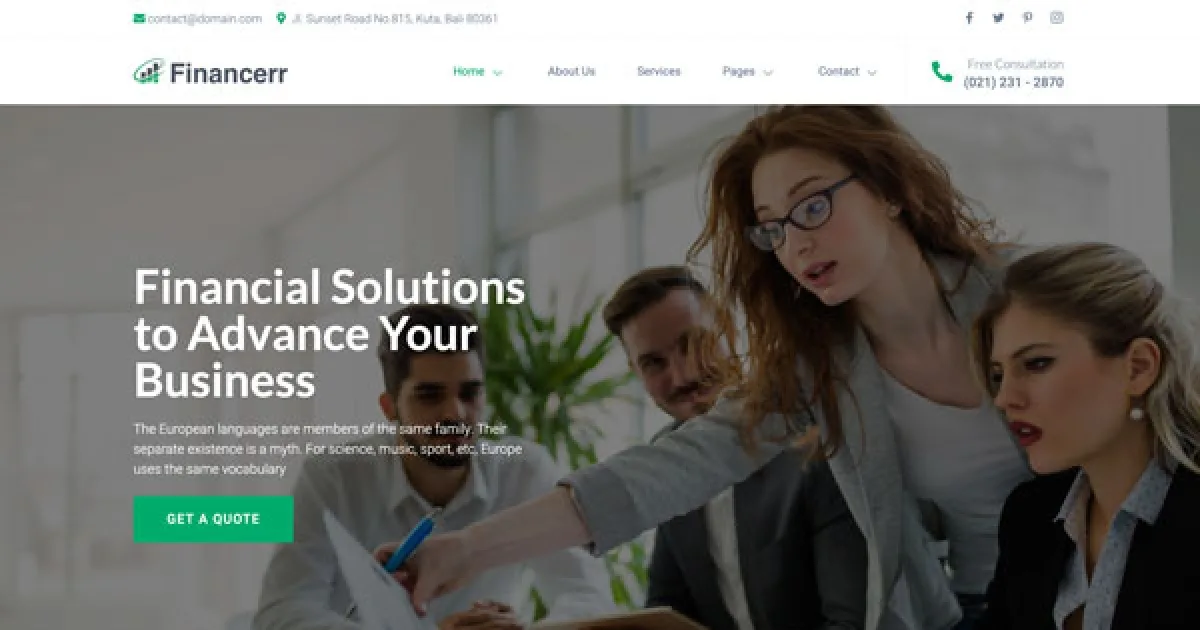 Financerr – Business & Finance Elementor Template Kit