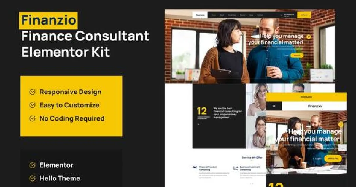 Finanzio – Financial Advisor Elementor Template Kit