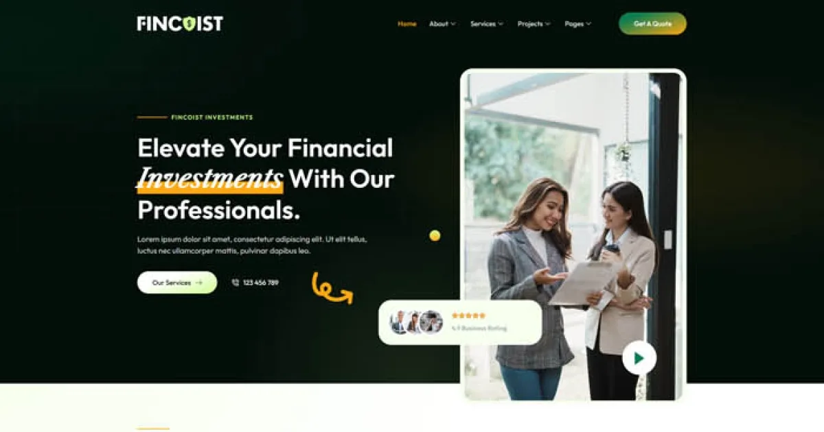 Fincoist – Financial Investment Advisor Elementor Template Kit