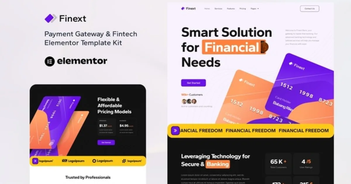 Finext – Payment Gateway & Fintech Elementor Template Kit