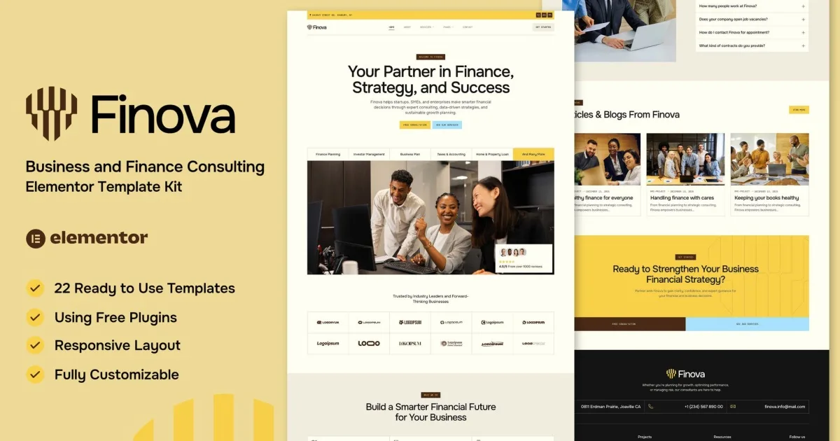 Finova – Business and Finance Consulting Elementor Template Kit