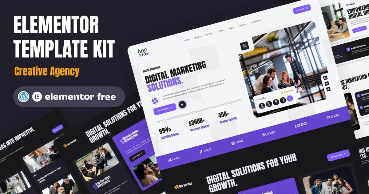 Finovia – Digital Marketing Agency Elementor Kit