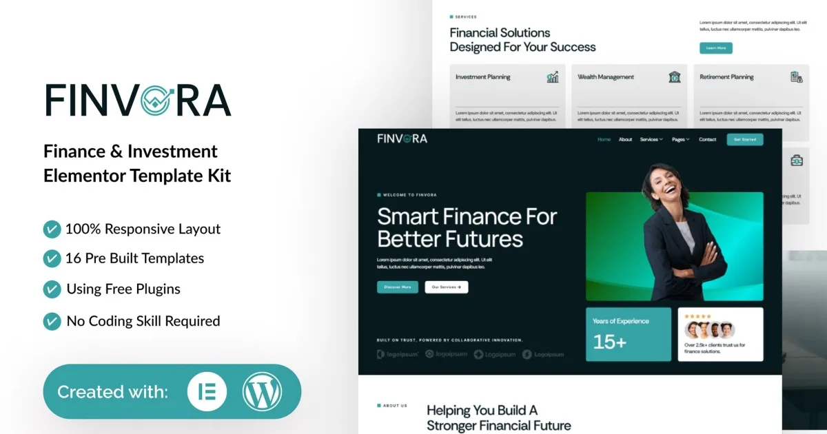 Finvora – Finance & Investment Elementor Template Kit