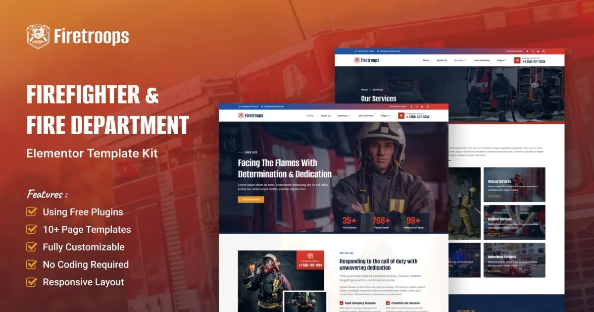 Firetroops – Firefighter & Fire Department Elementor Template Kit