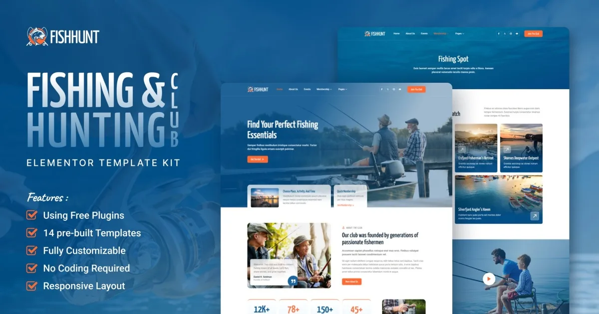 Fishhunt – Fishing & Hunting Club Elementor Template Kit