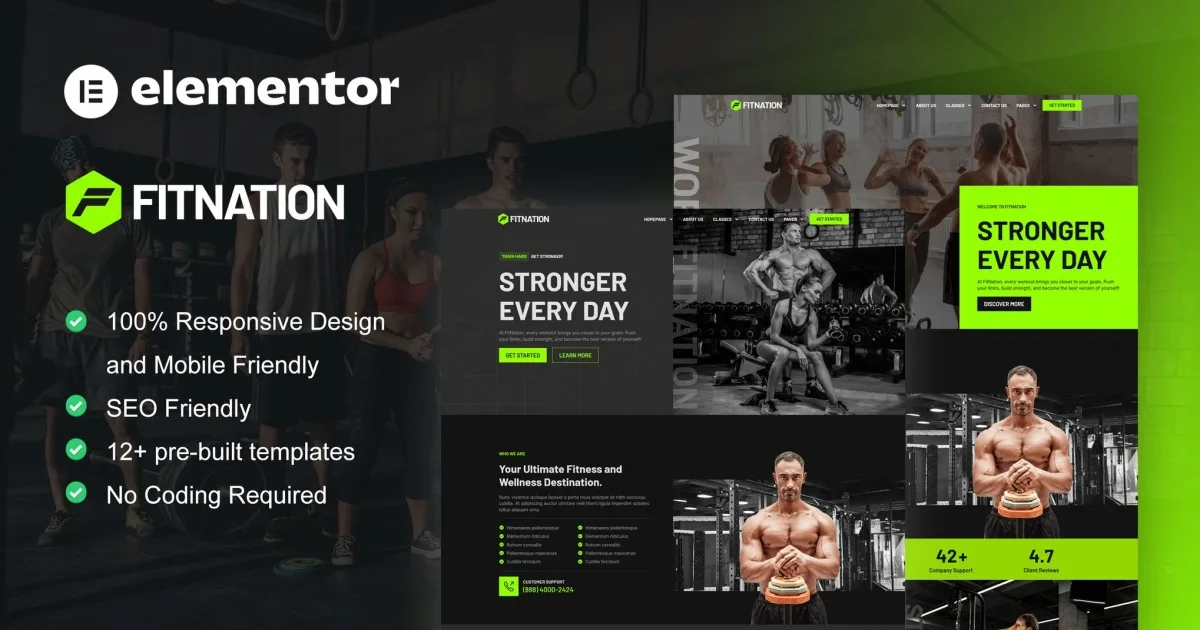 FitNation – Gym & Fitness Elementor Template Kit