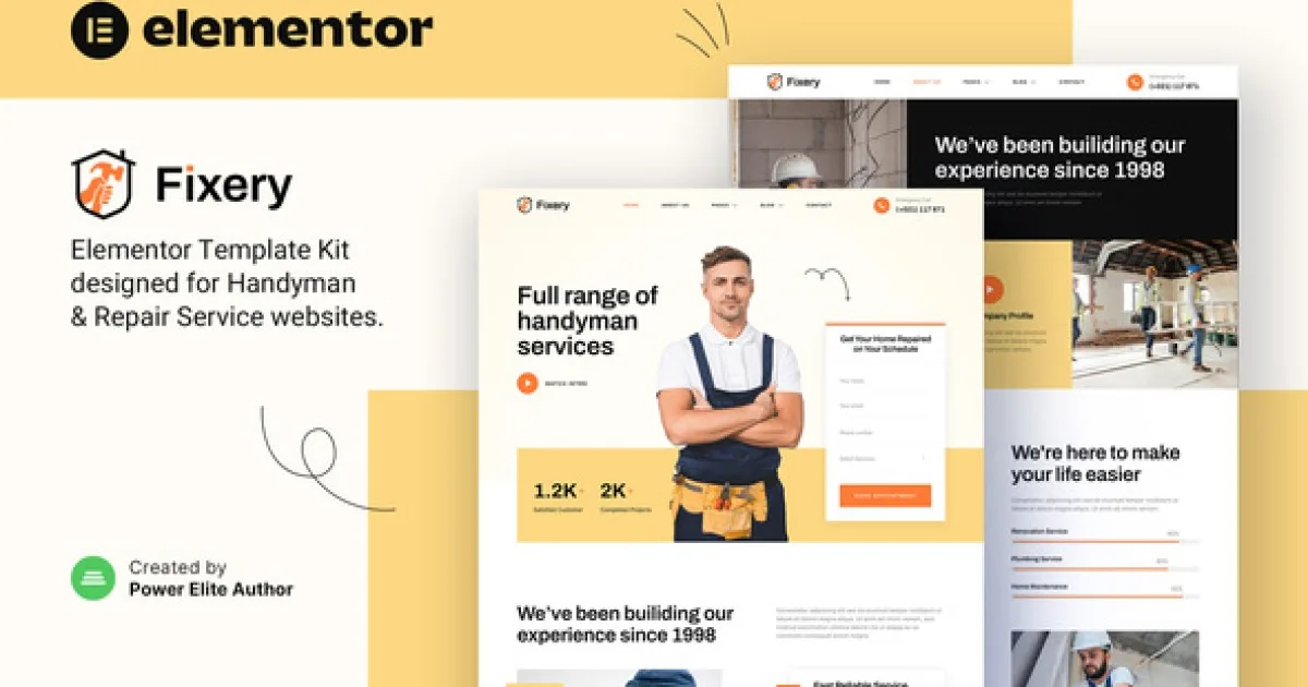 Fixery – Handyman & Repair Services Elementor Template Kit