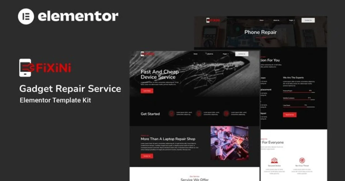 Fixini – Gadget Repair Service Elementor Template Kit