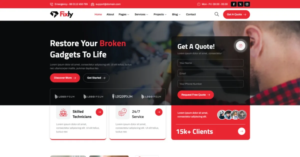 Fixly – Electronics & Gadgets Repair Services Elementor Template Kit