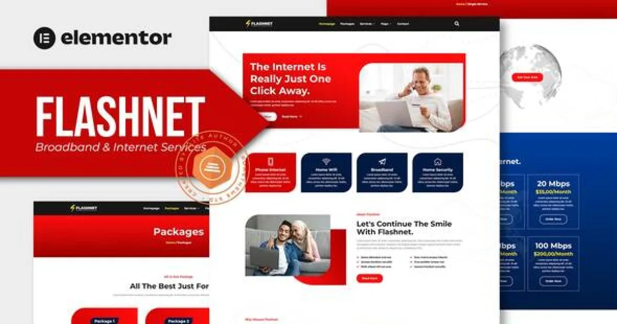 Flashnet – Broadband & Telecom Internet Provider Elementor Template kit