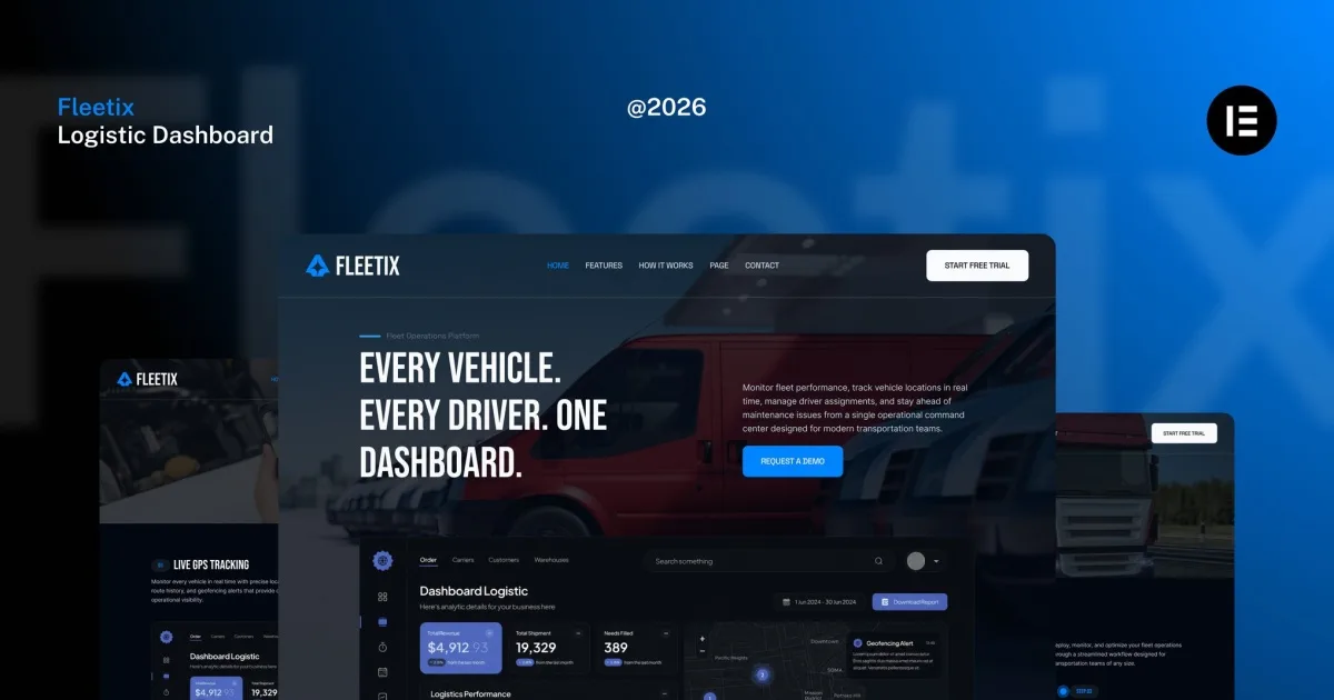Fleetix – Fleet & Vehicle Operations Management Website Elementor Kit