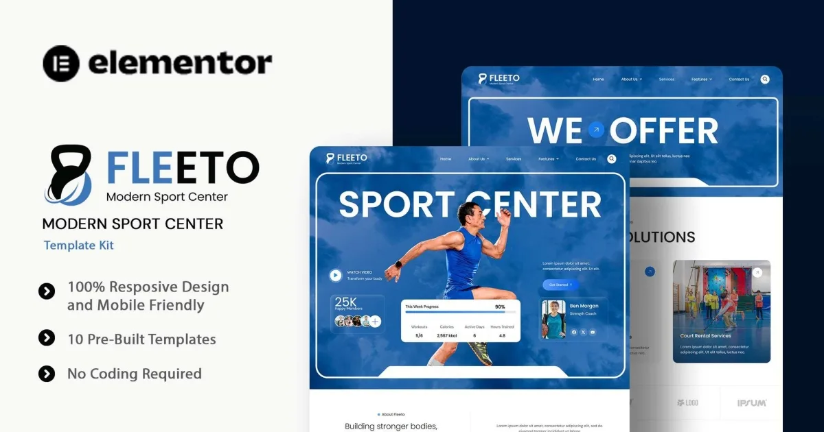 Fleeto – Modern Sport Center Elementor Template Kit