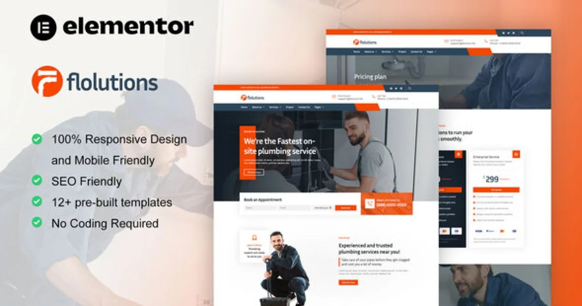 Flolution – Plumber & Repair Service Elementor Template Kit - Official Release Preview