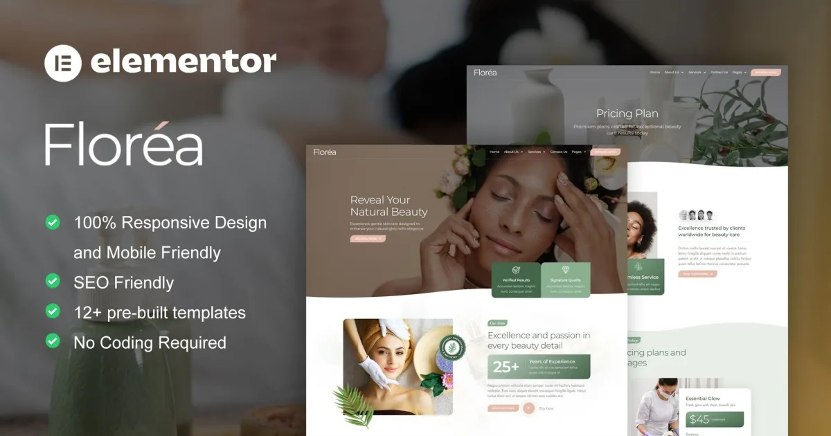 Florea – Beauty Care Services Elementor Pro Template Kit
