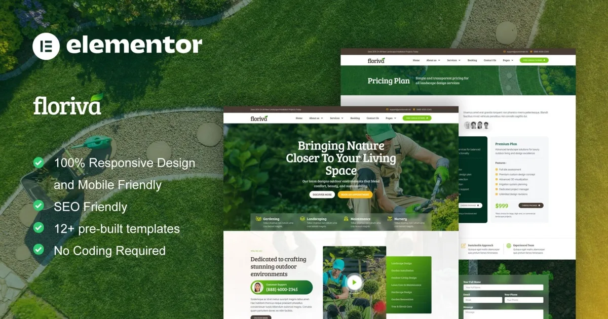 Floriva – Landscape & Gardening Elementor Pro Template Kit
