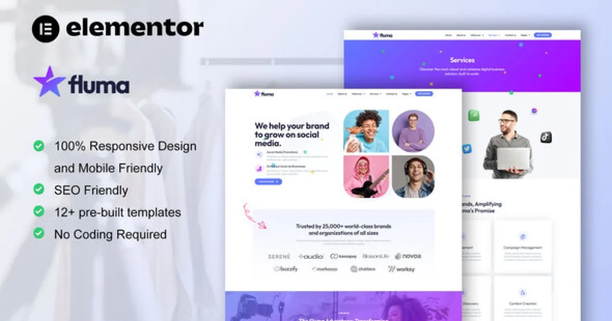 Fluma – Influencer Marketing Agency Elementor Pro Template Kit