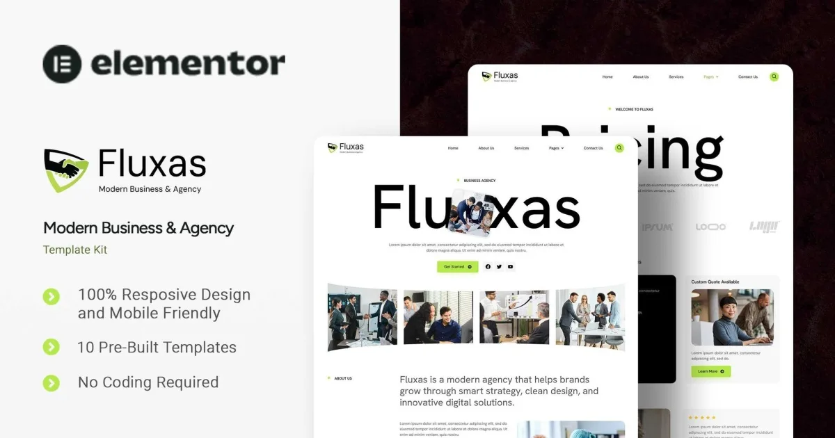 Fluxas – Modern Business & Agency Elementor Template Kit