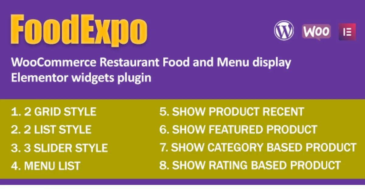 FoodExpo Plugin – WooCommerce Restaurant Food Menu display Elementor widgets plugin