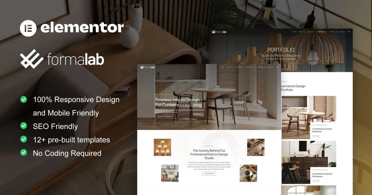 Formalab – Interior Design & Architecture Elementor Template Kit