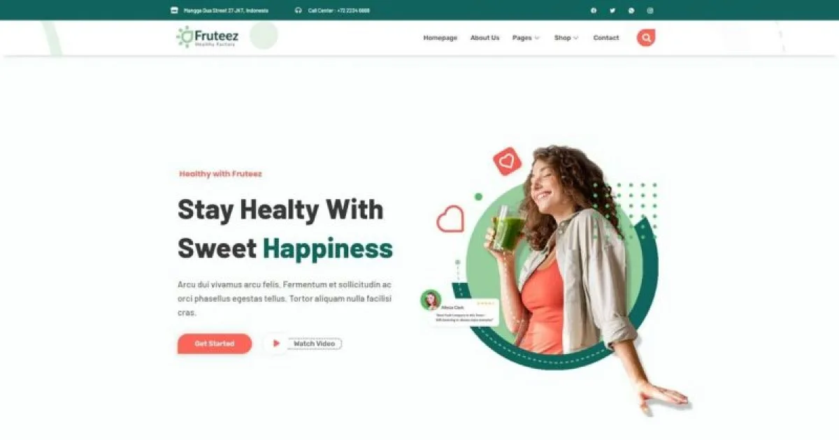 Fruteez – Healthy Food & Drinks Brand Elementor Template Kit