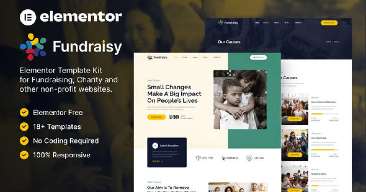 Fundraisy – Charity & Fundraising Elementor Template Kit