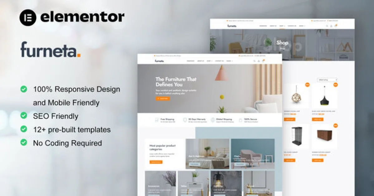 Furneta – Furniture Shop Elementor Template Kit