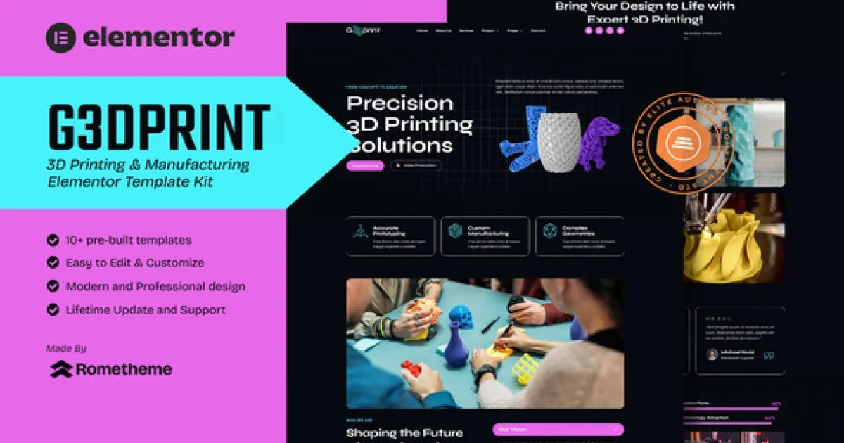 G3DPrint – 3D Printing & Manufacturing Elementor Template Kit