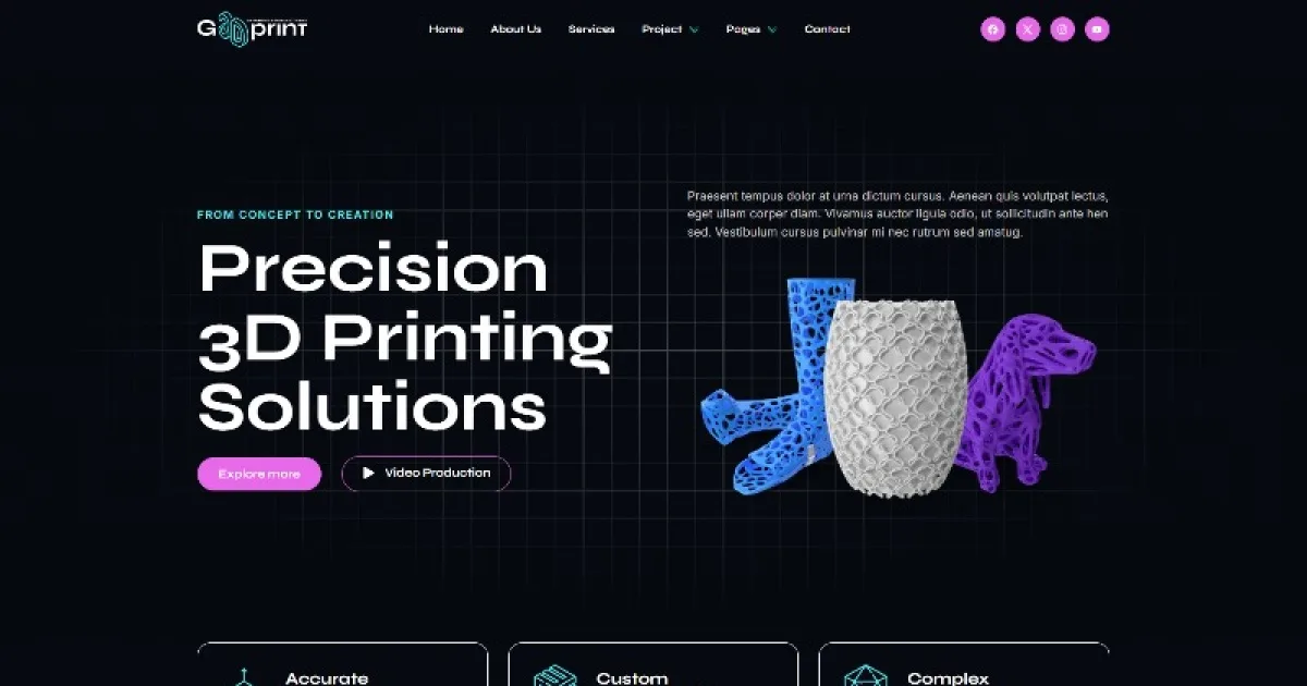 G3DPrint – 3D Printing & Manufacturing Elementor Template Kit