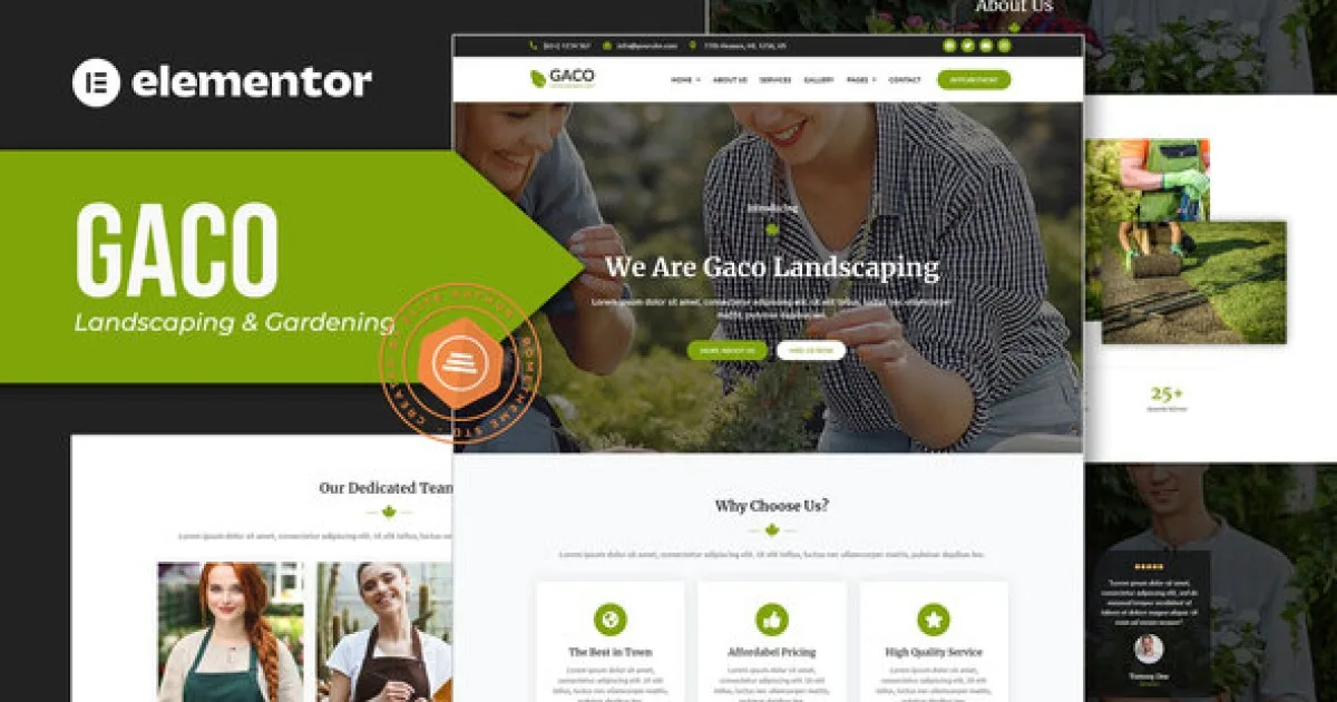 Gaco – Landscape & Gardening Elementor Template Kit