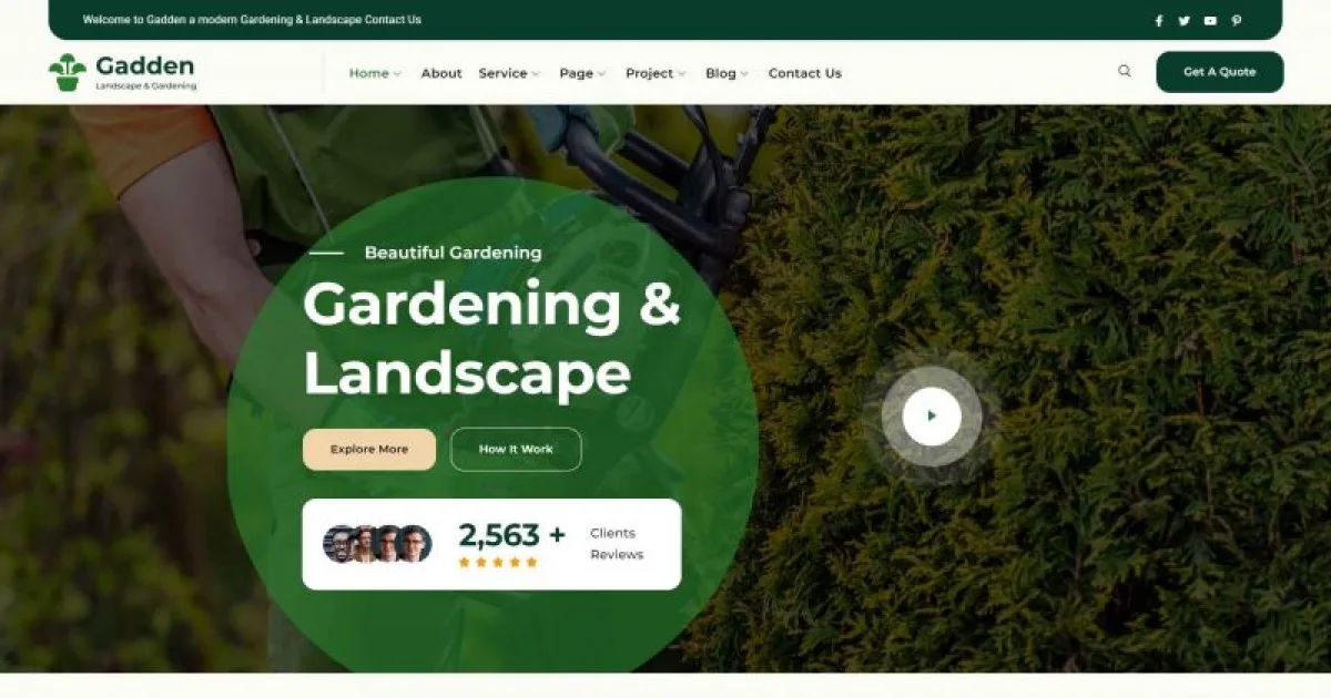 Gadden – Garden & Landscaping Elementor Template Kit