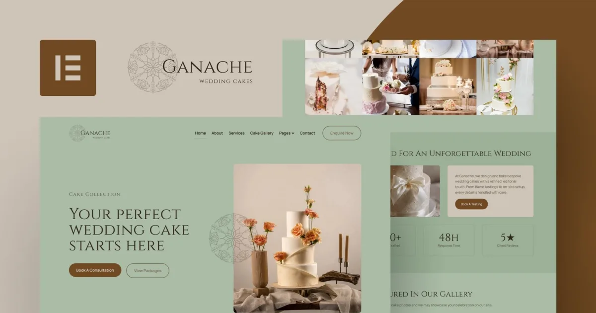 Ganache – Wedding Cake Bakery Elementor Template Kit