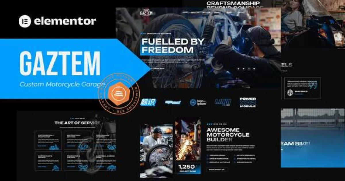 Gaztem – Custom Motorcycle Garage Elementor Template Kit