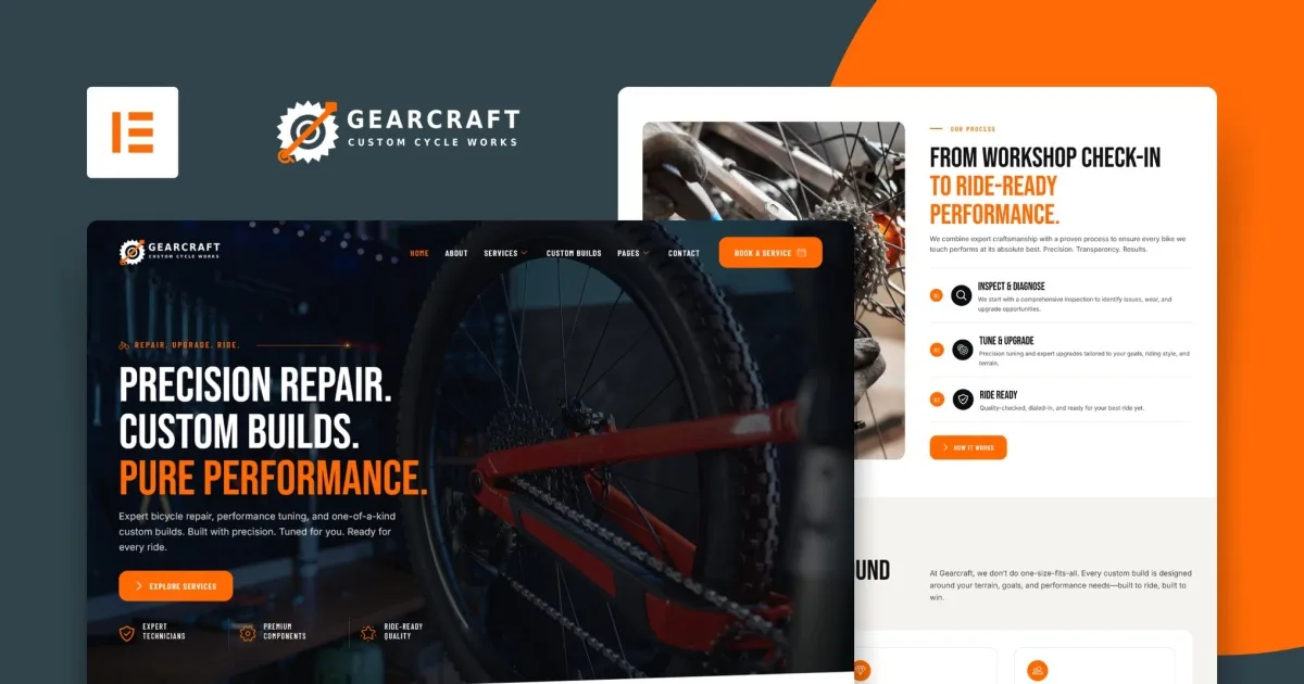 Gearcraft – Bicycle Repair & Customization Elementor Template Kit