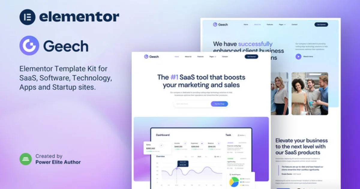 Geech – SaaS & Tech Startup Company Elementor Template Kit