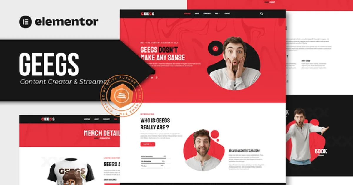 Geegs – Content Creator & Streamer Elementor Template Kit - Official Release Preview