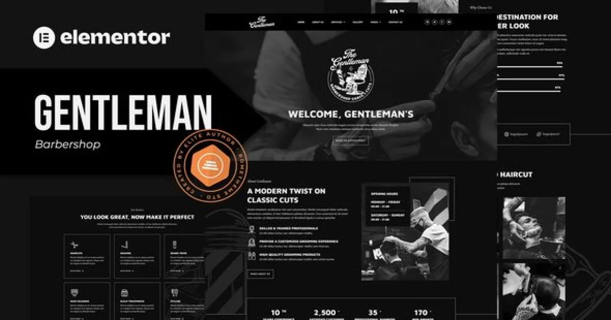 Gentleman – Barbershop & Hair Studio Elementor Template Kit