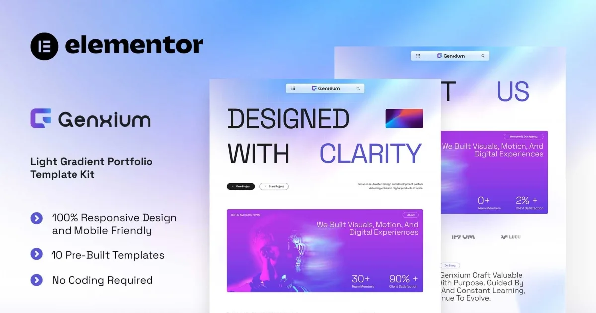 Genxium – Light Gradient Portfolio Elementor Template Kit