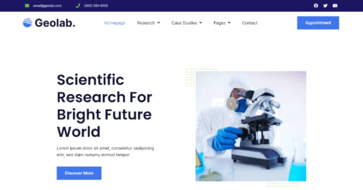 Geolab | Clinical Laboratory & Science Research Elementor Template Kit