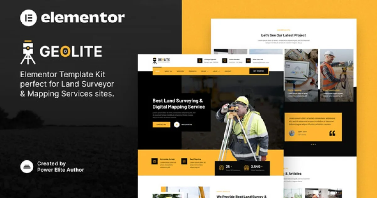 Geolite – Land Surveying & Digital Mapping Elementor Template Kit