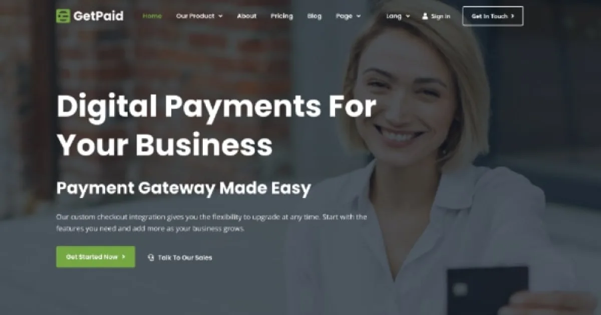 GetPaid – Payment Gateway & Fintech Service WordPress Elementor Template Kit