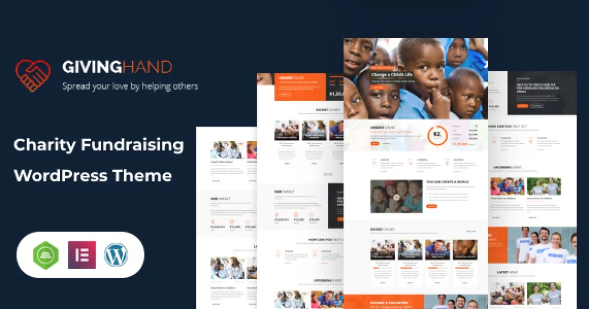 Giving hand – Charity/Fundraising Elementor Template Kit