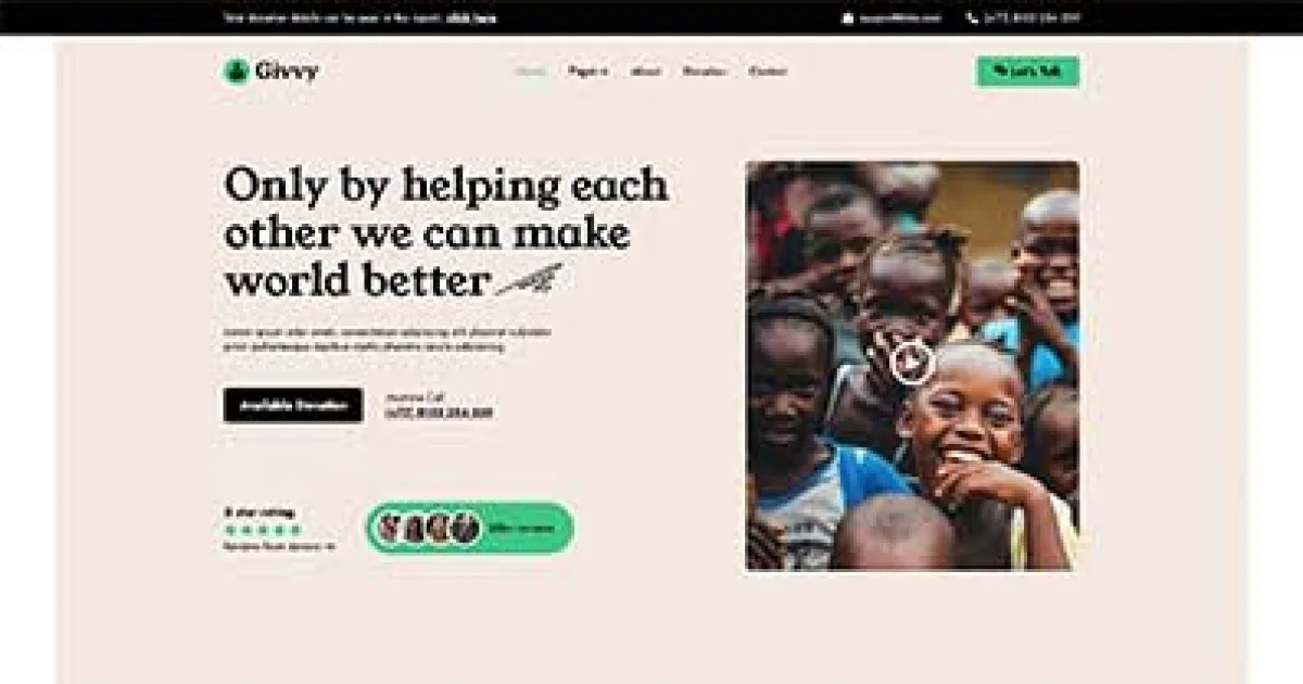 Givvy – Charity Donation Elementor Template Kit