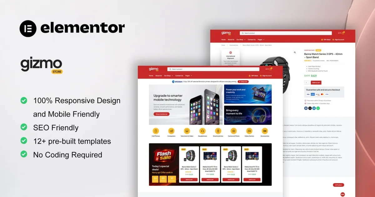 GizmoStore – WooCommerce Electronic Store Elementor Template Kit