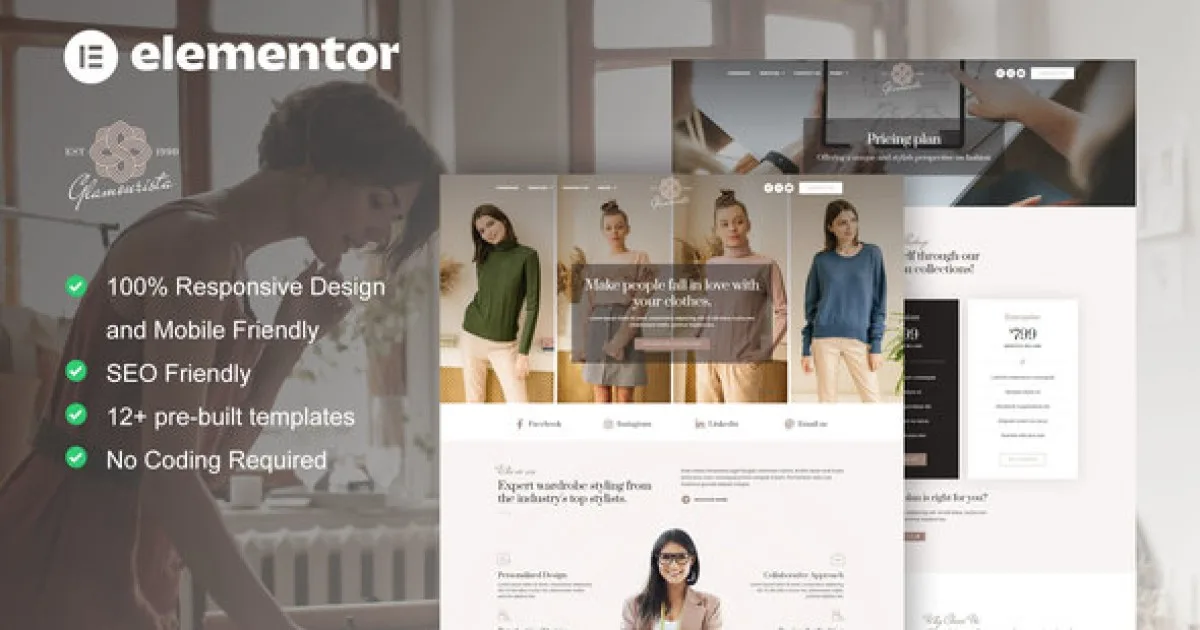Glamourista – Fashion Designer Elementor Template Kit