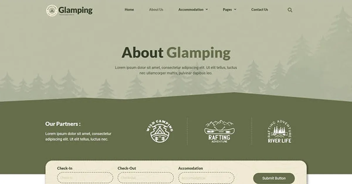 Glamping – Glamour Camping & Adventure Elementor Template Kit